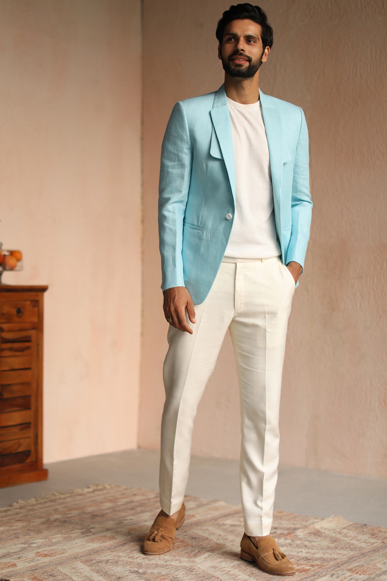 Premium Photo | Mens wedding suit, light blue pastel blazer and trousers,  isolated on white.